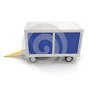 Airport Baggage Cart Covered Isolated On White Background. 3D Illustration