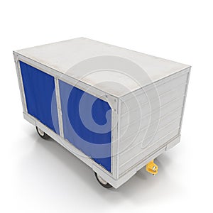 Airport Baggage Cart Covered Isolated On White Background. 3D Illustration
