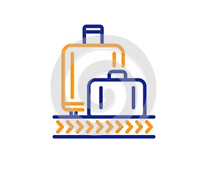 Airport baggage reclaim line icon. Airplane luggage lane sign. Vector
