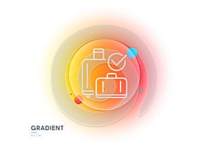 Airport baggage reclaim line icon. Airplane luggage sign. Gradient blur button. Vector