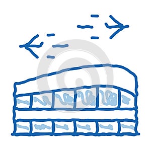 Airport Building Station doodle icon hand drawn illustration