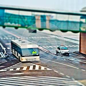 Airport bus and car aviation service under jetway