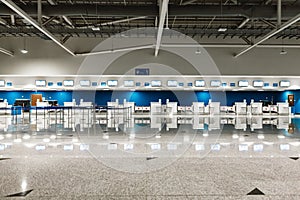 Airport check-in counters for background, no people