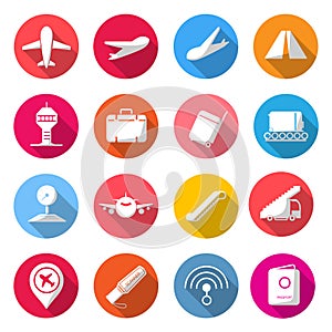 Airport Circle Color Icons.