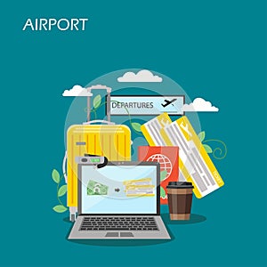 Airport concept vector flat style design illustration