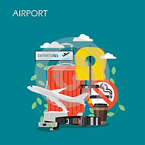 Airport concept vector flat style design illustration