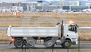 airport construction truck speeding