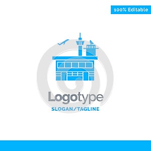 Airport, Conveyance, Shipping, Transit, Transport, Transportation Blue Solid Logo Template. Place for Tagline photo