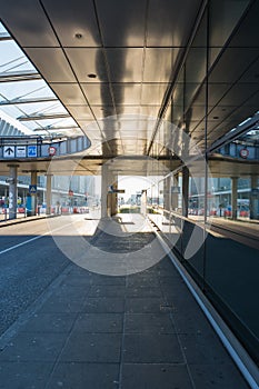 Airport Corridor Bus Arrival Area Modern Architecture Glass Sun