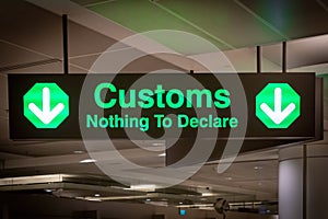 Airport customs signboard icon in international airport photo