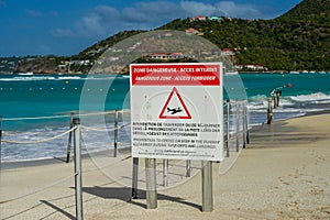 Airport danger sign at St Barts airport