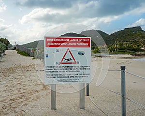 Airport danger sign at St Barts airport