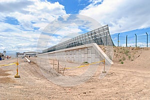 Airport deflector barrier under construction. photo