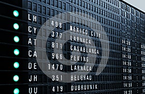 Airport departure board