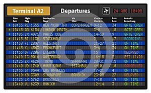 Airport departure board