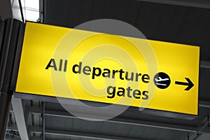 Airport departure gate sign photo