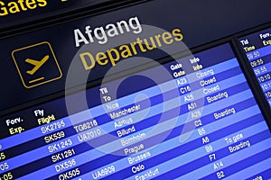 Airport departures board