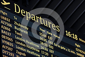 Airport departures timetable