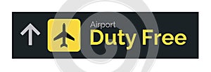 Airport duty free sign icon. Travel label vector duty free symbol.