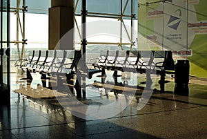 Airport / Empty Terminal / Waiting Area in airport Barcelona, Spain