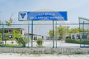 Airport entrance gates at the tropical island Maamigili