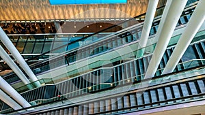 Airport escalators and columns