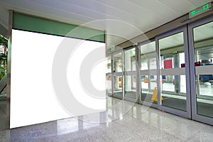 Airport exit door glass wall corridor wall lightboxes