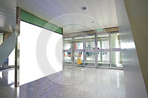 Airport exit door glass wall corridor wall lightboxes