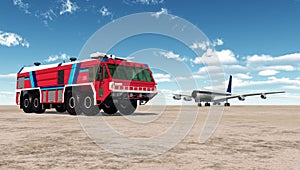 Airport Fire Truck and Airliner