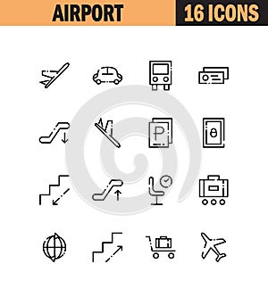 Airport flat icon set