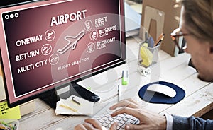 Airport Flight Ticket Selection Transportation Concept