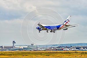 AIRPORT FRANKFURT,GERMANY: JUNE 23, 2017: Boeing 747 CargoLogicAir is a British all-cargo airline with its headquarters in the Lo