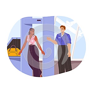 Airport gate for luggage or baggage x-ray. Vector. photo
