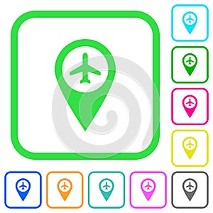 Airport GPS map location vivid colored flat icons