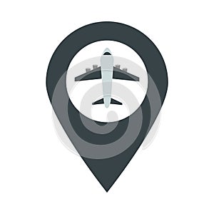 Airport gps navigation pointer plane travel transport terminal tourism or business flat style icon