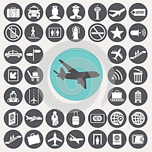 Airport icons set.