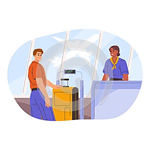 Airport inspection of hand baggage. Vector image. photo