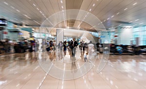 Airport interior with motion blur, motion effect - image photo