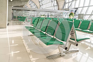 Airport interior in waiting zone.