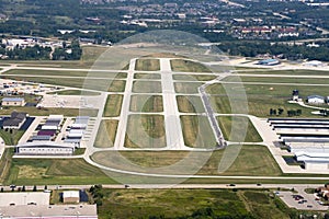 Airport Landing Strip From Above Aerial View