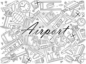 Airport line art design vector illustration photo
