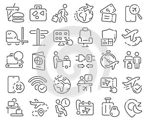 Airport line icons collection. Thin outline icons pack. Vector illustration eps10