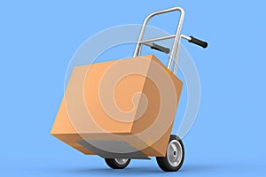 Airport luggage cart or baggage trolley side with cardboard boxes or cartons