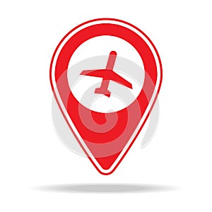 airport map pin icon. Element of warning navigation pin icon for mobile concept and web apps. Detailed airport map pin icon can be