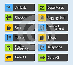 Airport Navigation Design Signboards Set photo