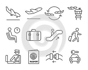 Airport navigation icons set
