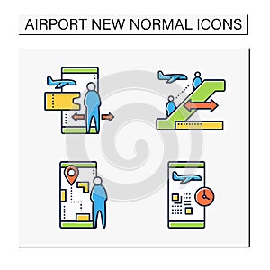 Airport new normal color icons set