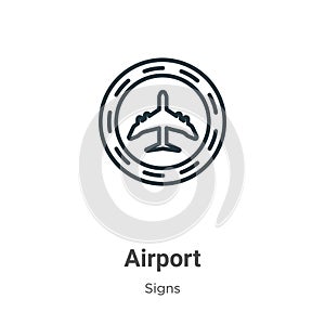 Airport outline vector icon. Thin line black airport icon, flat vector simple element illustration from editable signs concept