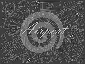 Airport piece of chalk line art design raster illustration photo