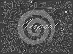 Airport piece of chalk line art design vector illustration photo
